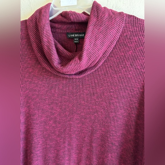 Lane Bryant Dark Wine Cowl Neck Ribbed Slouchy Loose Fit Sweater Top Sz 14/16 - Picture 4 of 12